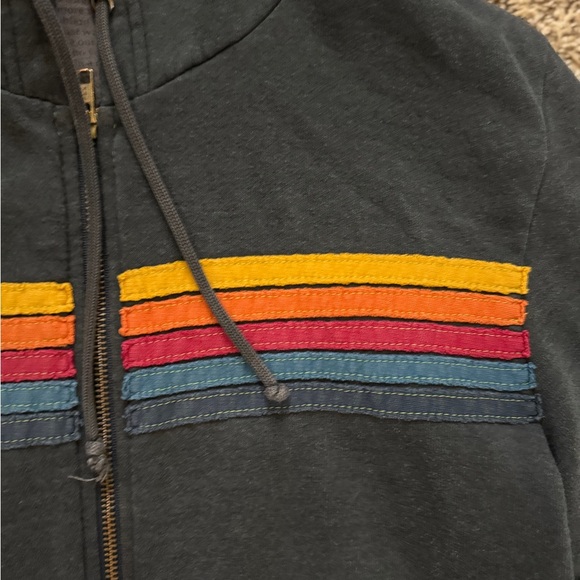 Aviator Nation multistriped full zip dark grey hoodie size large - Picture 9 of 14